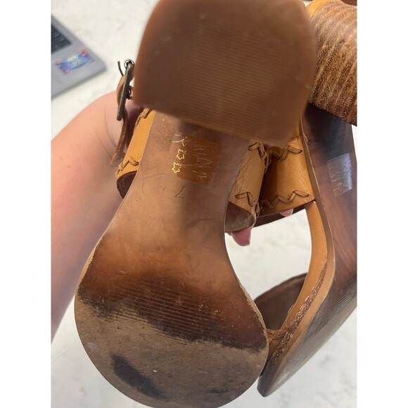 Madewell Angie Sandal 7 Stitched Straps Block Heel Tan - Picture 4 of 4